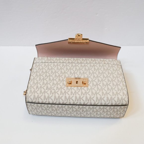 Michael Kors Rose Medium Flap Shoulder Crossbody Bag MK Vanilla Pink - Picture 9 of 14